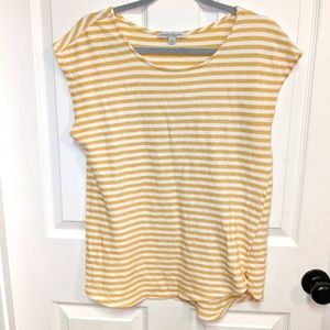 Green Envelope Los Angeles Striped Women’s Top Size Large Yellow Gold and white